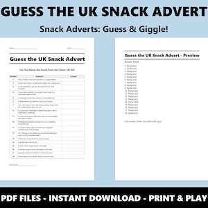 Guess the UK Snack Advert Trivia Quiz: Fun Party Game for British Food Lovers (Instant PDF Download) image 2