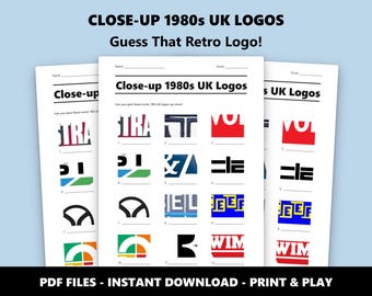 1980s UK Logos Picture Quiz: Retro Trivia Game (PDF Download)