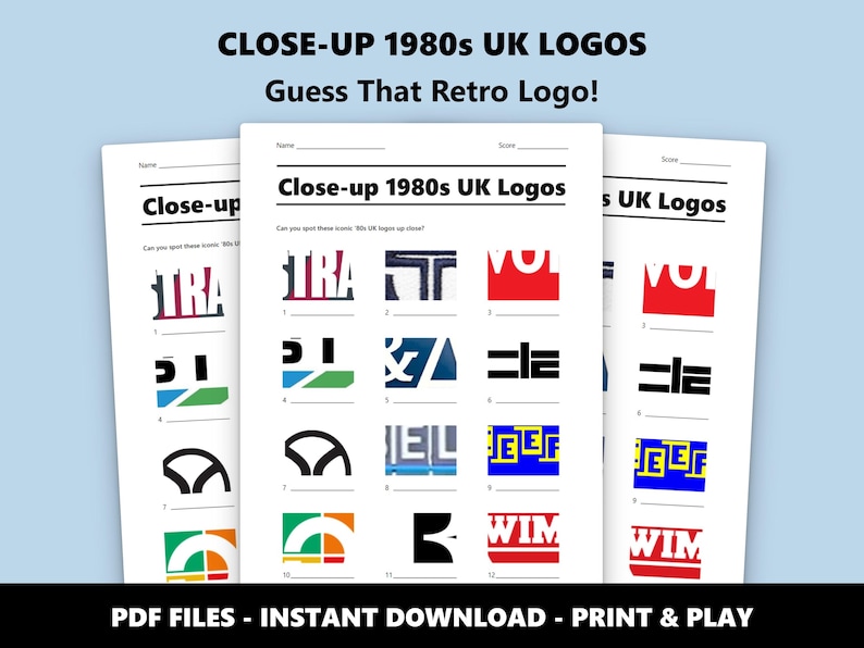Quiz fotografico sui loghi britannici degli anni '80: gioco a quiz retrò (download in PDF) immagine 1