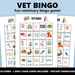 Vet Bingo: Fun 50 Card Veterinary Themed Bingo Game (Instant Download) image 1