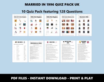 Married in 1996 Quiz Pack UK: 30th Anniversary Trivia Bundle (Instant PDF Download)