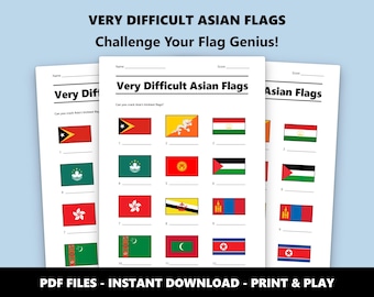 難易度の高いアジア各国の国旗クイズ：地理トリビアゲーム（PDF即時ダウンロード）