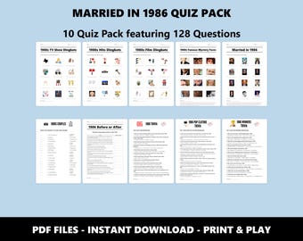 40th Ruby Wedding Anniversary Quiz Pack: Married in 1986 Trivia Bundle (Instant PDF Download)
