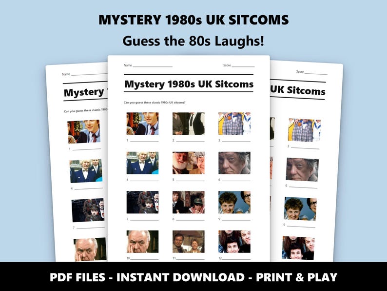 1980s UK Sitcoms Picture Quiz: Close-up British TV Trivia Game Night (PDF Download) image 1