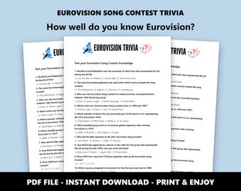 Eurovision Song Contest Trivia: Multiple Choice Quiz Game (Instant Download)