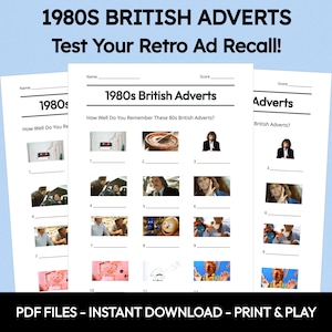 1980s British Adverts Picture Quiz: Retro UK Trivia Game (Instant Download) image 1