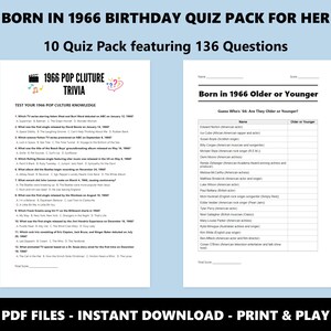 Paquete de preguntas de cumpleaños de 1966: Trivial del 60.º cumpleaños, 10 juegos (descarga instantánea en PDF) imagen 6