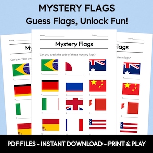 Mystery Flags Picture Quiz: Close-up Printable Trivia Game (Instant Download)