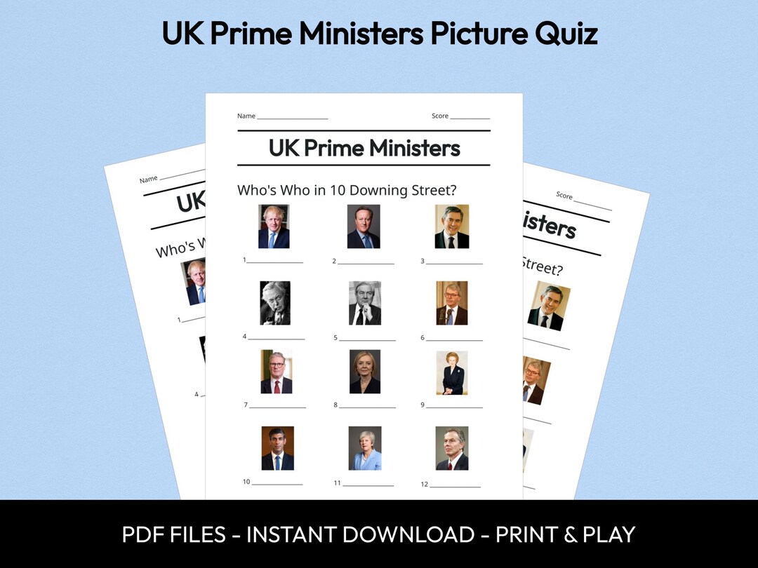 UK Prime Ministers Picture Quiz: Politics Trivia (PDF Download) - Etsy