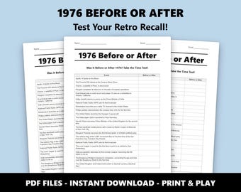 1976 Before or After Trivia Quiz: Fun 50th Party Game (Instant PDF Download)