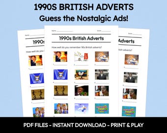Test de imágenes de anuncios británicos de los años 90: Juego de trivia retro del Reino Unido (Descarga PDF imprimible)