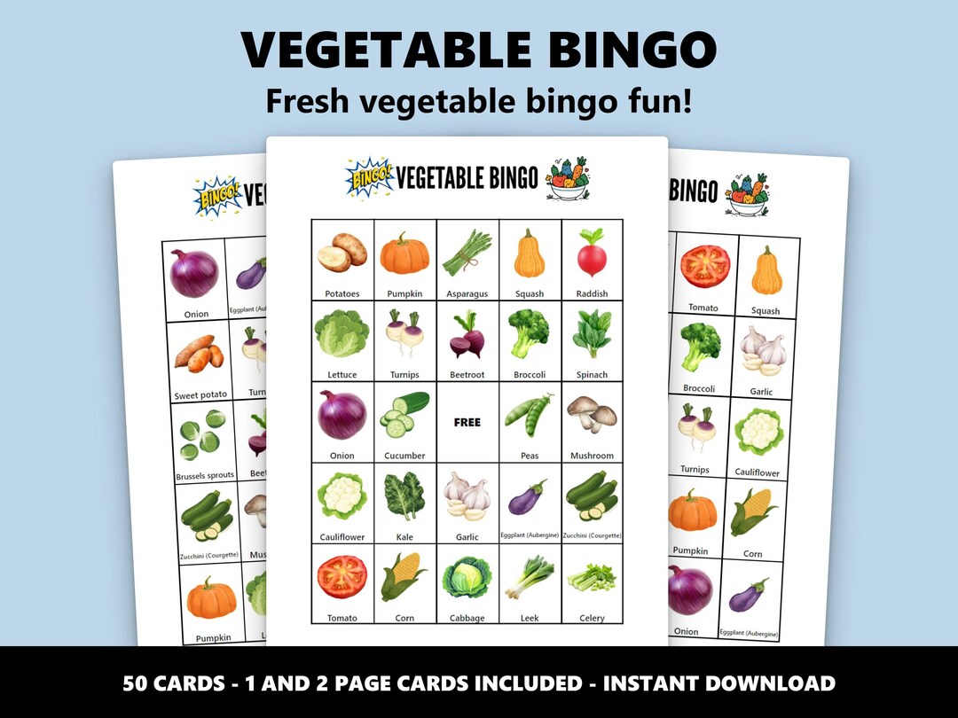 Vegetable Bingo: Fresh Veggie Themed Bingo Game (instant Download) - Etsy