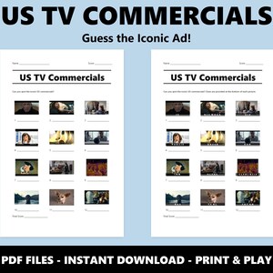 Test de imágenes de anuncios de televisión de EE. UU.: Divertido juego familiar (Descarga instantánea en PDF) imagen 2