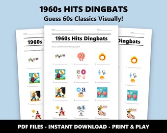 Quiz en images sur les grands succès des années 1960 : jeu-questionnaire musical amusant pour les fêtes et les événements (téléchargement PDF instantané)