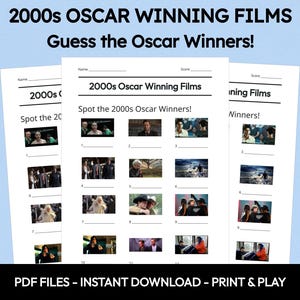 Picture Quiz | Oscar Winners in the 2000s | Pub Quiz Picture Round |  Quiz | Downloadable Quiz | Trivia Questions