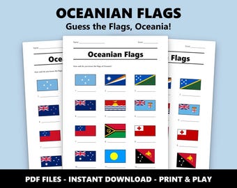 Oceanian Flags Picture Quiz: Fun Trivia Game for Geography Lovers (Instant PDF Download)