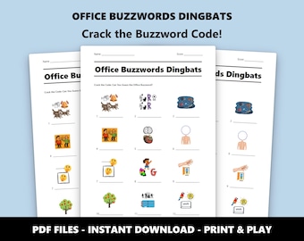 Office Buzzwords Dingbats Picture Quiz: Fun Work Team Game for Parties and Meetings (Instant PDF Download)