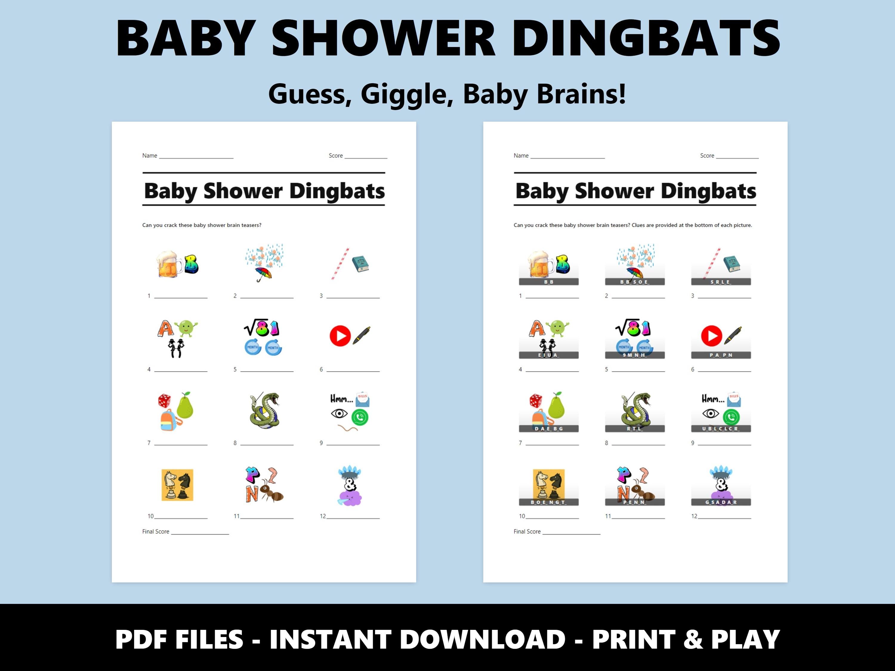 Baby Shower Dingbats Quiz: Fun Picture Riddles (instant PDF Download ...