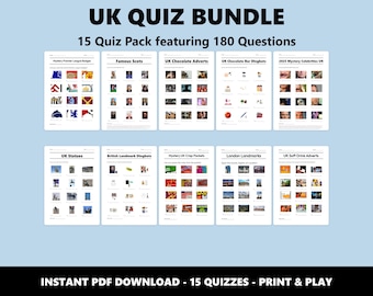 英国クイズバンドル：パブクイズ用写真ラウンド15個（PDFをすぐにダウンロード）