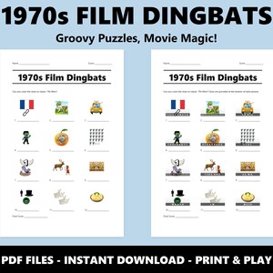 1970s Film Dingbats Picture Quiz: Fun Movie Trivia Game for Parties and Families (Instant PDF Download) image 2