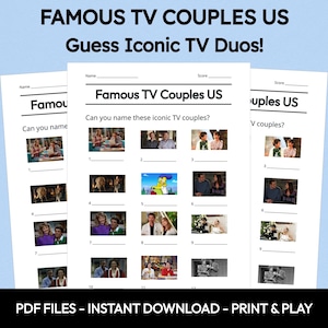 Famous TV Couples US Picture Quiz | Pub Quiz | Picture Round | Celebrity Quiz  | Trivia Questions | Valentine Game Night