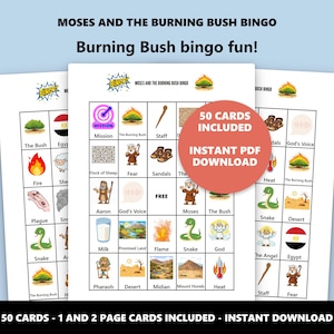 Moses och den brinnande busken Bingo: Bingospel med bibelberättelsetema (Direkt nedladdning) bild 1