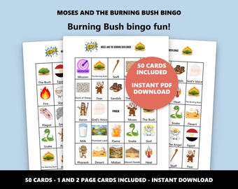 Moses und der Brennende Busch Bingo: Bingo Spiel zur Bibelgeschichte (Instant Download)