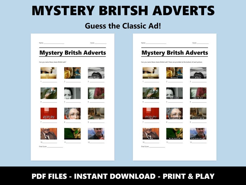Mystery British Adverts Picture Quiz: Fun Trivia Game for Parties and Pub Nights (Instant PDF Download) image 2