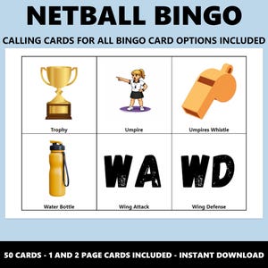 Netball Bingo Spiel: 50 Einzigartige Karten (Instant Download) Bild 4