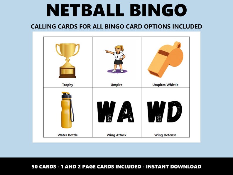 Netball Bingo Spiel: 50 Einzigartige Karten (Instant Download) Bild 4