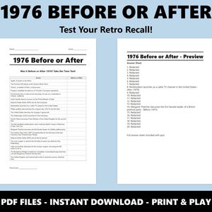 Trivia-quiz voor of na 1976: leuk 50e gezelschapsspel (directe pdf-download) afbeelding 2