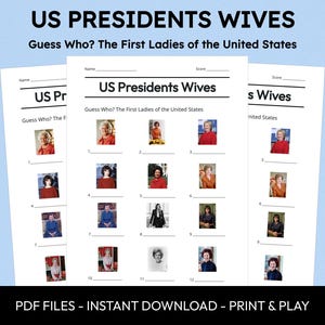Presidents Wives | Picture Quiz | Pub Quiz Picture Round | Politics Quiz | Downloadable Quiz | Trivia Questions