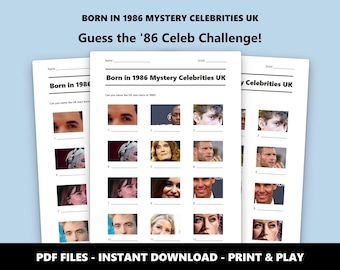 1986年英国セレブ写真クイズ：40歳の誕生日パーティーゲーム（PDFをすぐにダウンロード）