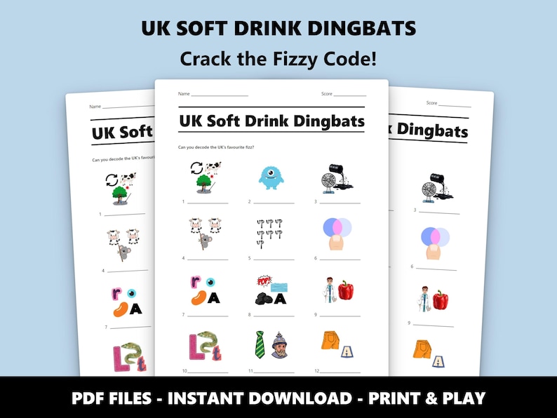Britse frisdrank Dingbats-quiz: Britse hersenkraker (pdf-download) afbeelding 1