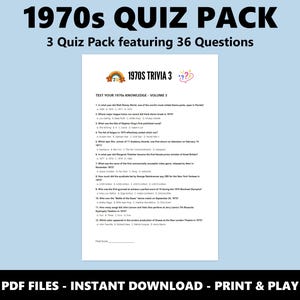 Ensemble de quiz des années 1970 Quiz : questions sur les soirées anecdotes pour les fêtes et les événements (téléchargement PDF instantané) image 3