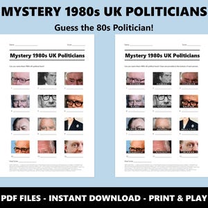 Mystery 1980s UK Politicians Picture Quiz: Fun British History Trivia Game (Instant PDF Download) Bild 2