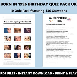 30e verjaardag UK Quiz Pack: Born in 1996 Trivia-bundel (directe pdf-download) afbeelding 4