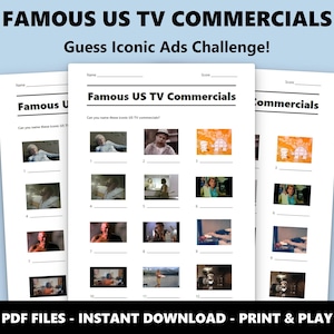 Bekannte US-Werbespots Bilder Quiz: Retro Marketing Quiz (Instant PDF Download) Bild 1