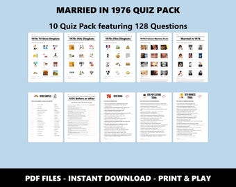 50th Golden Wedding Anniversary Quiz Pack: Married in 1976 Trivia Bundle (Instant PDF Download)