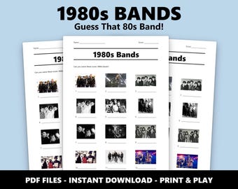 1980s Bands Picture Quiz: Fun Trivia Game for Parties and Events (Instant PDF Download)
