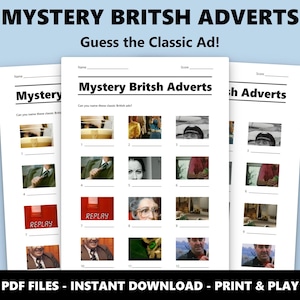 Mystery British Adverts Picture Quiz: Fun Trivia Game for Parties and Pub Nights (Instant PDF Download) image 1