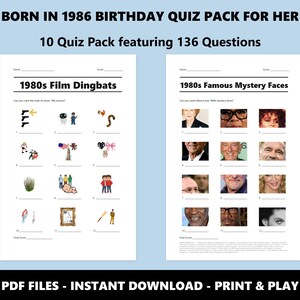 1986 Birthday Trivia Quiz Pack: 40th Birthday, 80s Theme (Instant PDF Download) image 3