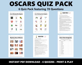 Oscars Quiz Pack Bundle: Movie Trivia Games (Instant PDF Download)