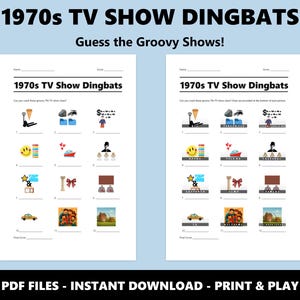 1970s TV Show Dingbats Picture Quiz: Fun Printable Trivia Game for Parties (Instant PDF Download) image 2