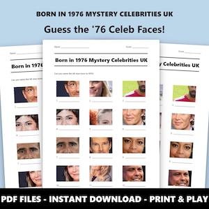 Born in 1976 Mystery Celebrities UK Picture Quiz: 50th Birthday Quiz Fun for Parties (Instant PDF Download) image 1