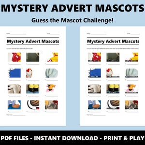Juego de preguntas y respuestas con imágenes de mascotas publicitarias misteriosas: un divertido juego para fiestas y eventos (descarga instantánea en PDF) imagen 2