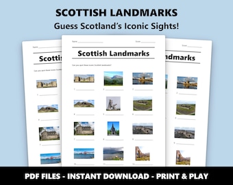 Scottish Landmarks Picture Quiz: Fun Trivia Game for Parties and Events (Instant PDF Download)