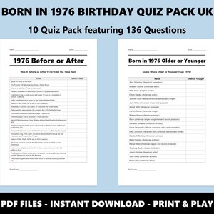 50th Birthday UK Quiz: Born in 1976 Trivia Bundle (Instant PDF Download) image 6