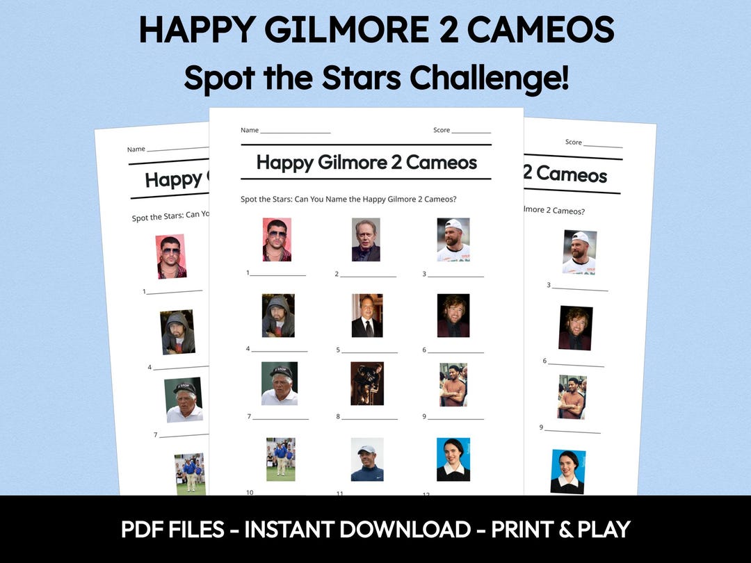 Happy Gilmore 2 Cameos Picture Quiz, Printable Trivia Game, Movie Night ...