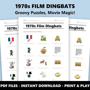 1970s Film Dingbats Picture Quiz: Fun Movie Trivia Game for Parties and Families (Instant PDF Download) image 1
